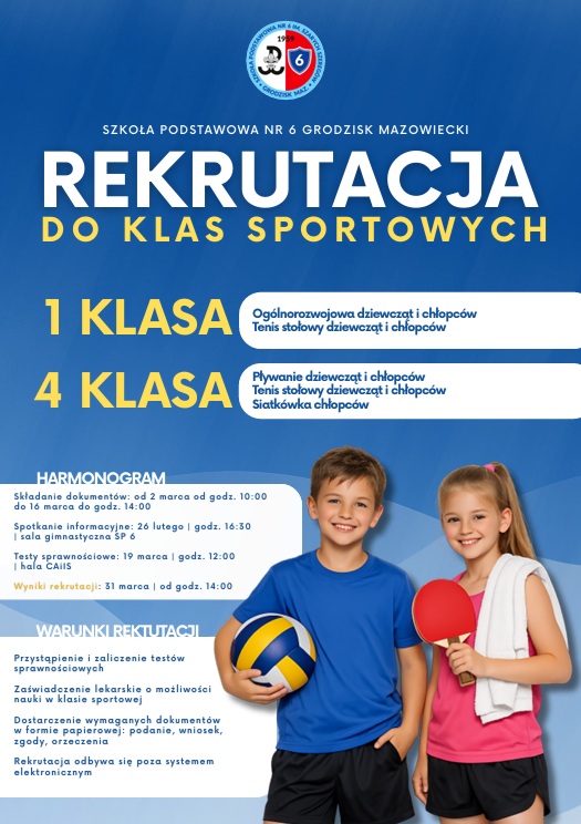 Rekrutacja_2026_27_klasa sportowa_plakat